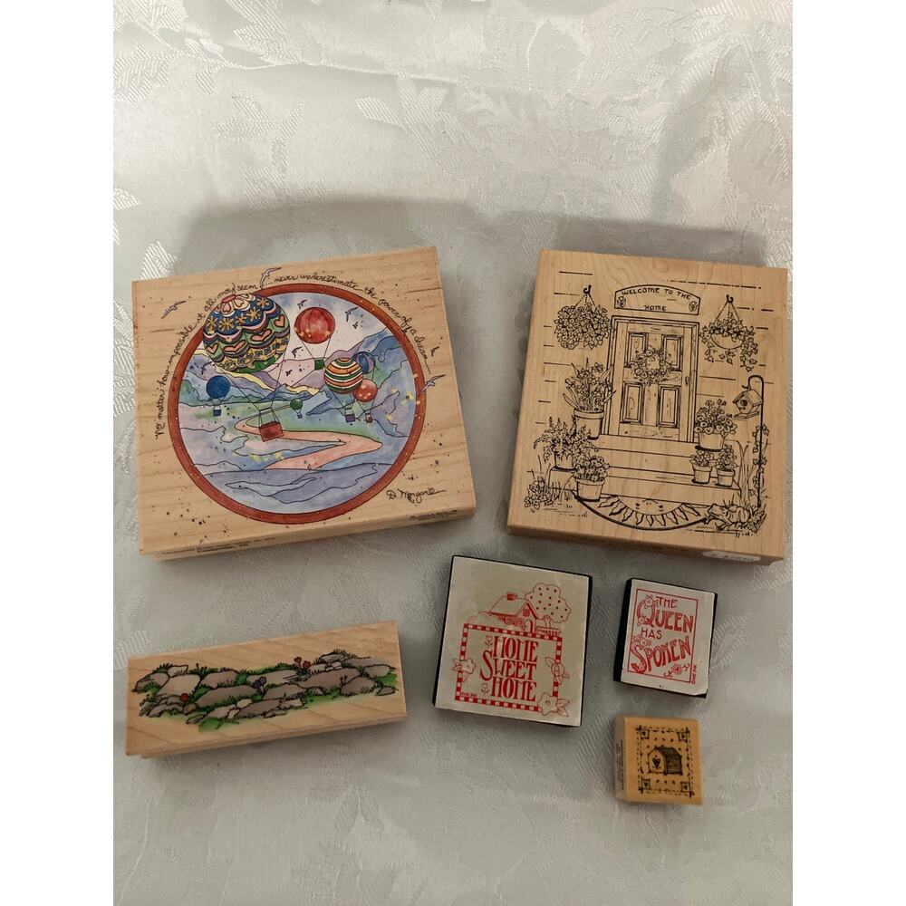 Lot of 6 Rubber Stamps Home Balloons Crafts Scrapbooking